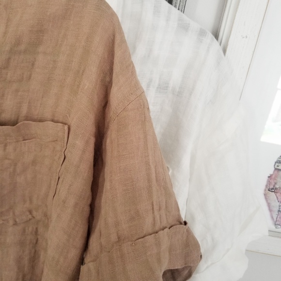 Women’s Classy Relaxed Fit Linen Button Down Top Blouse Spring Tops - Picture 8 of 8